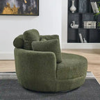 Fauteuil tonneau pivotant vert Ern 52 avec pouf de rangement