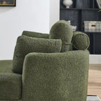 Fauteuil tonneau pivotant vert Ern 52 avec pouf de rangement
