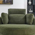 Fauteuil tonneau pivotant vert Ern 52 avec pouf de rangement
