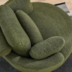 Fauteuil tonneau pivotant vert Ern 52 avec pouf de rangement
