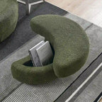 Fauteuil tonneau pivotant vert Ern 52 avec pouf de rangement