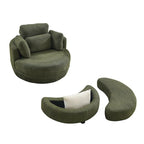 Fauteuil tonneau pivotant vert Ern 52 avec pouf de rangement