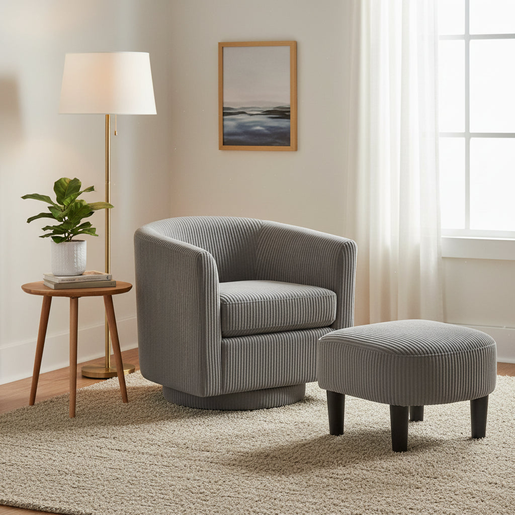 Grey  ern 26.4 Swivel Arm Chair with Ottoman