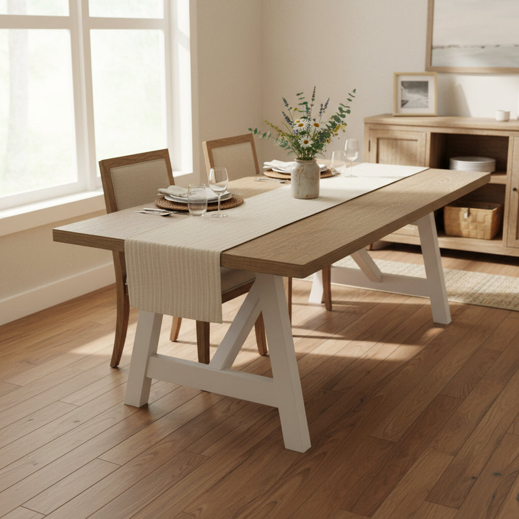 Table à manger rectangulaire Melody en bois blanc - 90 x 30 x 42