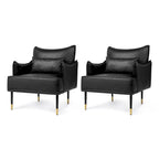Lot de 2 fauteuils de style Mid-Century en similicuir 29,5 W avec poches latérales – 29,5 L x 32 H x 28,75 P