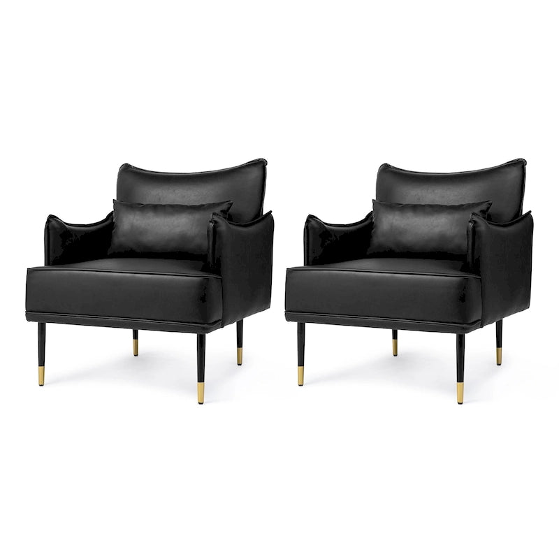 Lot de 2 fauteuils de style Mid-Century en similicuir 29,5 W avec poches latérales – 29,5 L x 32 H x 28,75 P