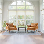  Set of 2 29.5W Mid-Century  ern Leatherette Armchairs With Side Pocket - 29.5 W x 32 H x 28.75 D