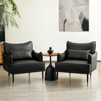 Lot de 2 fauteuils de style Mid-Century en similicuir 29,5 W avec poches latérales – 29,5 L x 32 H x 28,75 P