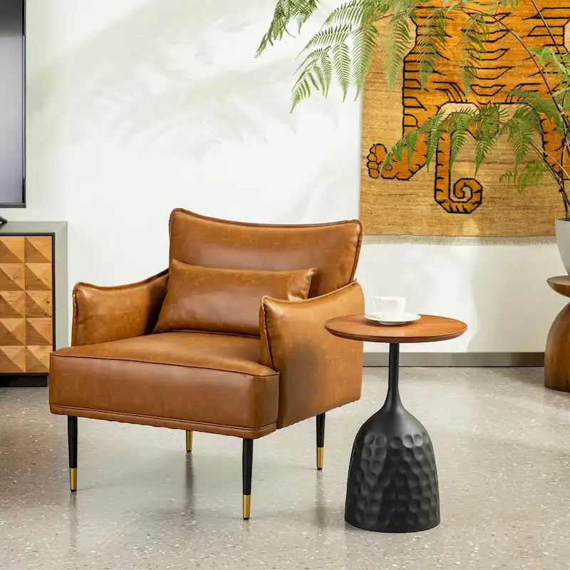 Lot de 2 fauteuils de style Mid-Century en similicuir 29,5 W avec poches latérales – 29,5 L x 32 H x 28,75 P