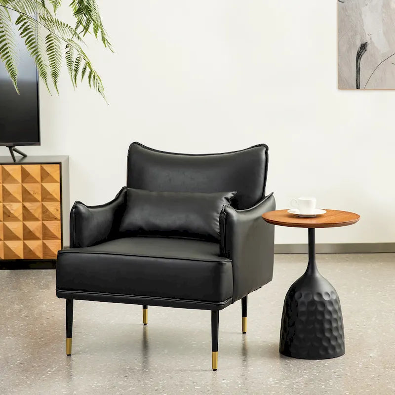 Lot de 2 fauteuils de style Mid-Century en similicuir 29,5 W avec poches latérales – 29,5 L x 32 H x 28,75 P