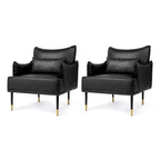 Lot de 2 fauteuils de style Mid-Century en similicuir 29,5 W avec poches latérales – 29,5 L x 32 H x 28,75 P