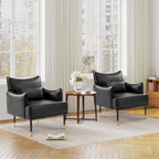 Lot de 2 fauteuils de style Mid-Century en similicuir 29,5 W avec poches latérales – 29,5 L x 32 H x 28,75 P