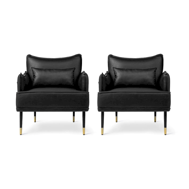 Lot de 2 fauteuils de style Mid-Century en similicuir 29,5 W avec poches latérales – 29,5 L x 32 H x 28,75 P