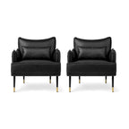 Lot de 2 fauteuils de style Mid-Century en similicuir 29,5 W avec poches latérales – 29,5 L x 32 H x 28,75 P