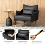 Lot de 2 fauteuils de style Mid-Century en similicuir 29,5 W avec poches latérales – 29,5 L x 32 H x 28,75 P