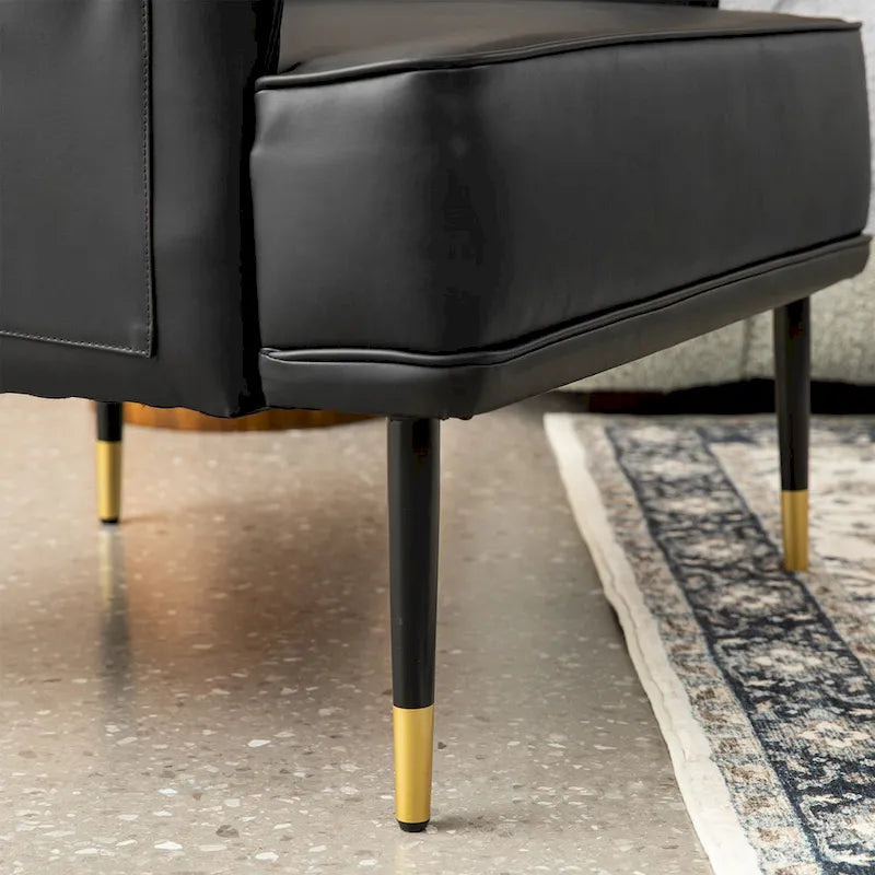 Lot de 2 fauteuils de style Mid-Century en similicuir 29,5 W avec poches latérales – 29,5 L x 32 H x 28,75 P