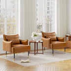 Lot de 2 fauteuils de style Mid-Century en similicuir 29,5 W avec poches latérales – 29,5 L x 32 H x 28,75 P