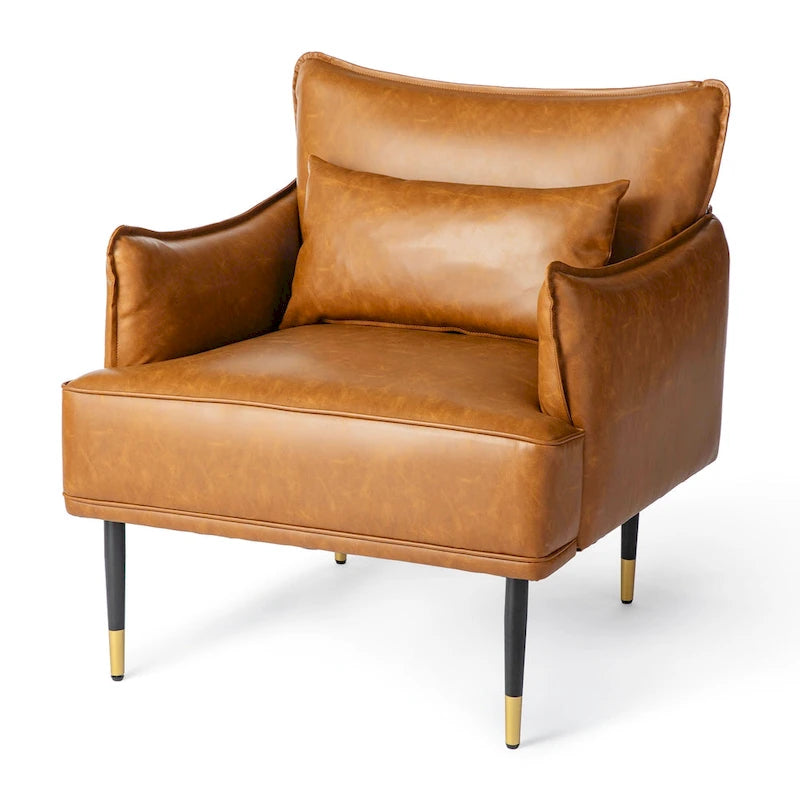 Lot de 2 fauteuils de style Mid-Century en similicuir 29,5 W avec poches latérales – 29,5 L x 32 H x 28,75 P