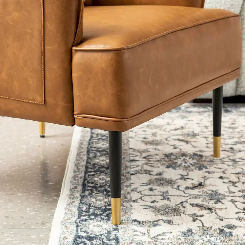 Lot de 2 fauteuils de style Mid-Century en similicuir 29,5 W avec poches latérales – 29,5 L x 32 H x 28,75 P