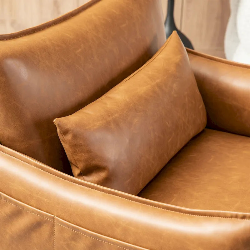 Lot de 2 fauteuils de style Mid-Century en similicuir 29,5 W avec poches latérales – 29,5 L x 32 H x 28,75 P