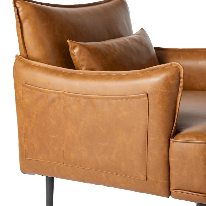 Lot de 2 fauteuils de style Mid-Century en similicuir 29,5 W avec poches latérales – 29,5 L x 32 H x 28,75 P