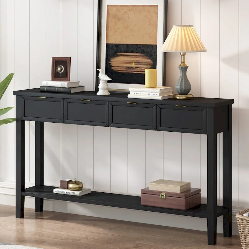 Table d'appoint modern de 60 avec 4 tiroirs et une étagère