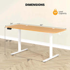 Bureau assis-debout électrique réglable en hauteur 63 x 24 pouces - Voir détails