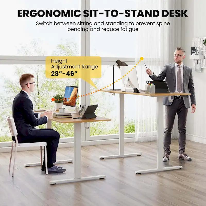 Bureau assis-debout électrique réglable en hauteur 63 x 24 pouces - Voir détails