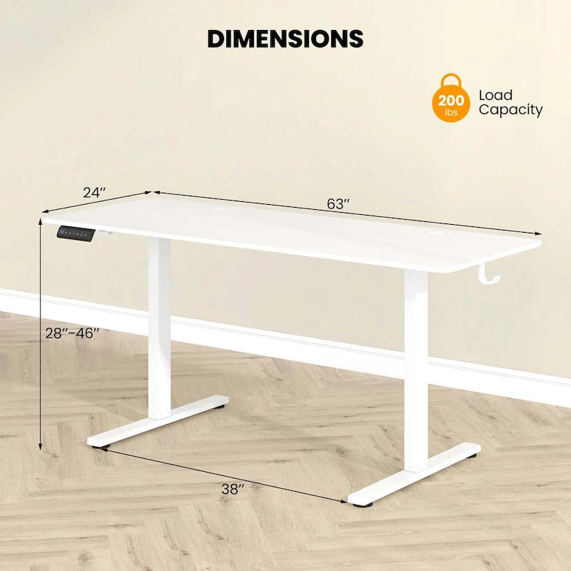 Bureau assis-debout électrique réglable en hauteur 63 x 24 pouces - Voir détails