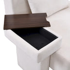 Fauteuil surdimensionné en polyester avec rangement Accoudoir asymétrique et chaise moderne du milieu du siècle, capacité de 102 kg