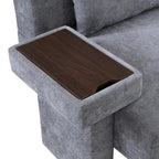 Fauteuil surdimensionné en polyester avec rangement Accoudoir asymétrique et chaise moderne du milieu du siècle, capacité de 102 kg