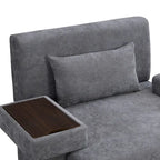 Fauteuil surdimensionné en polyester avec rangement Accoudoir asymétrique et chaise moderne du milieu du siècle, capacité de 102 kg