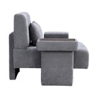 Fauteuil surdimensionné en polyester avec rangement Accoudoir asymétrique et chaise moderne du milieu du siècle, capacité de 102 kg
