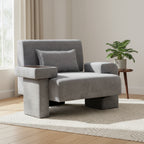 Fauteuil surdimensionné en polyester avec rangement Accoudoir asymétrique et chaise moderne du milieu du siècle, capacité de 102 kg