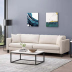 Beige  ern 101 3-seater Sofa with Wood Legs and Two Pillows for Living Room