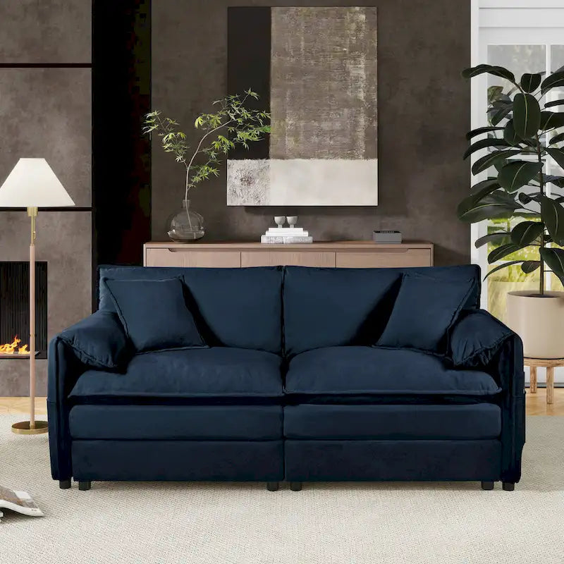 64 Oversized Chenille 2-Seater Sofa with DIY Combo & Storage Pockets