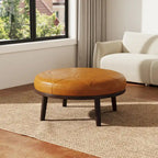 Pouffe en cuir véritable pleine fleur italien de 34,5 W par