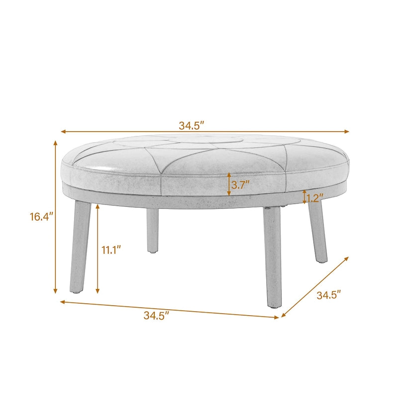 Pouffe en cuir véritable pleine fleur italien de 34,5 W par