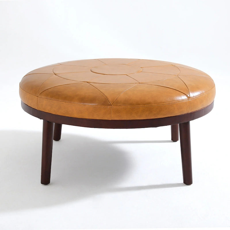 Pouffe en cuir véritable pleine fleur italien de 34,5 W par