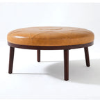 Pouffe en cuir véritable pleine fleur italien de 34,5 W par