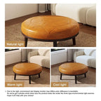 Pouffe en cuir véritable pleine fleur italien de 34,5 W par
