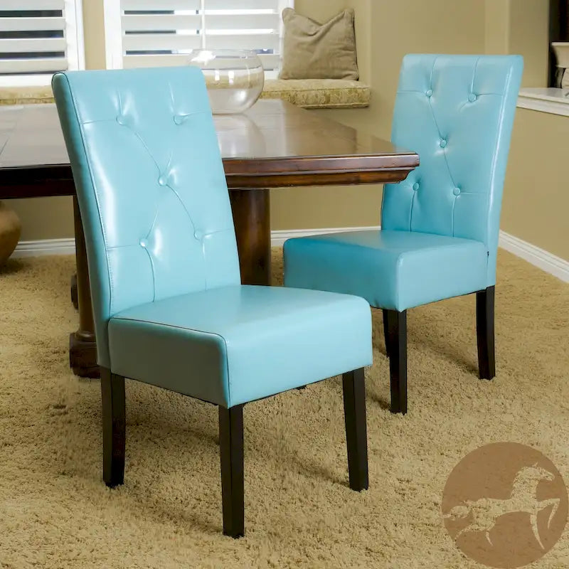 Chaise de salle à manger Taylor Blue en cuir reconstitué (lot de 2) par   - N/A