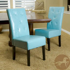 Taylor Blue Bonded Leather Dining Chair (Set of 2) by   - N/A