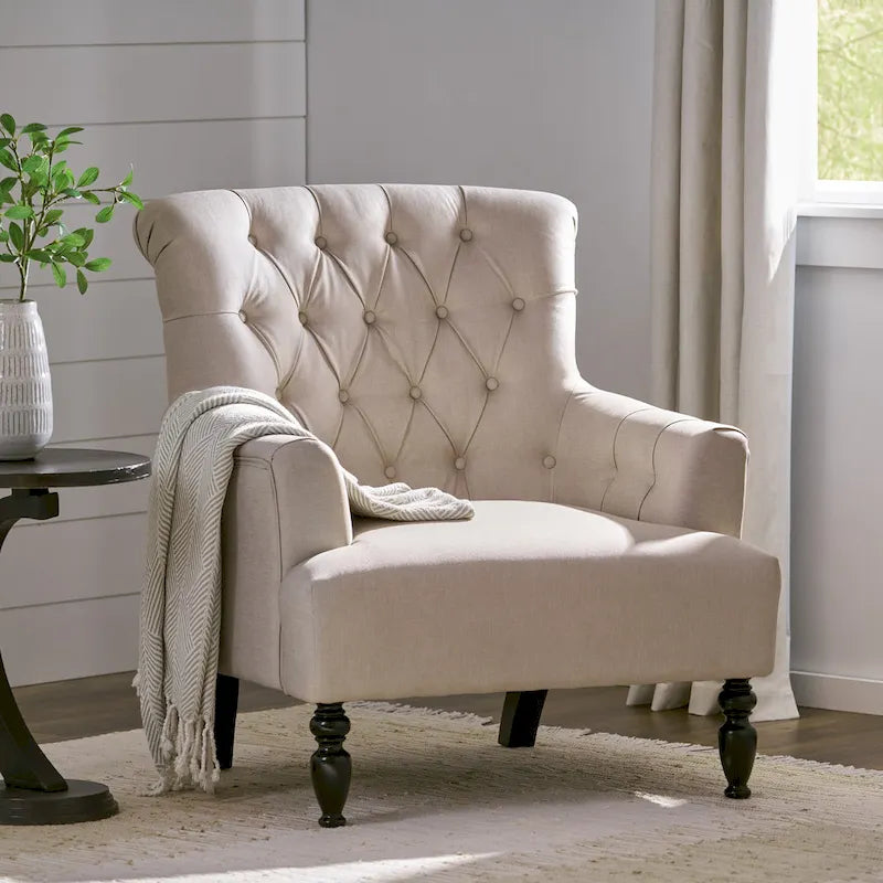 Bernstein Tufted Club Armchair w/ Rolled Backrest by  