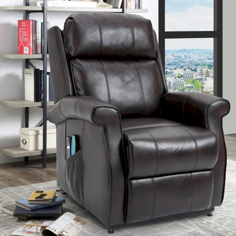 Fauteuil inclinable releveur électrique pour personnes âgées en similicuir GZMR