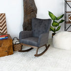 Fauteuils à bascule Cara en velours gris de style Mid-Century pour salon et chambre