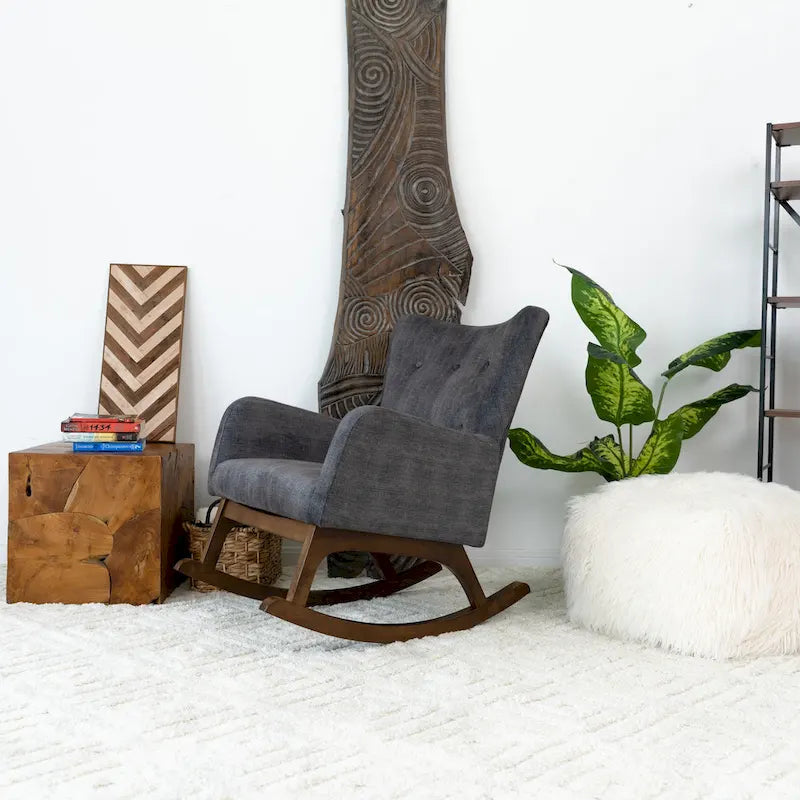 Cara Mid Century  ern Velvet Rocker Livingroom and Bedroom Chairs in Grey