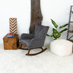 Fauteuils à bascule Cara en velours gris de style Mid-Century pour salon et chambre