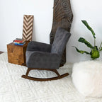 Fauteuils à bascule Cara en velours gris de style Mid-Century pour salon et chambre