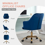 Fauteuil coquille pivotant en velours pour salon, chaise de bureau